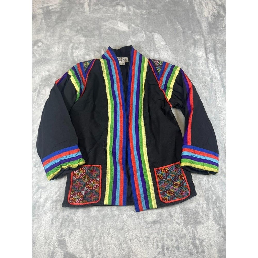 Vintage Marco Polo World Traveler Jacket Thailand Cotton Embroidered Large